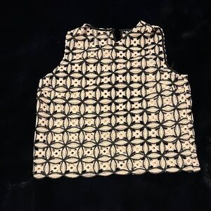 Express Black and Cream Crochet Top EUC Sz L
